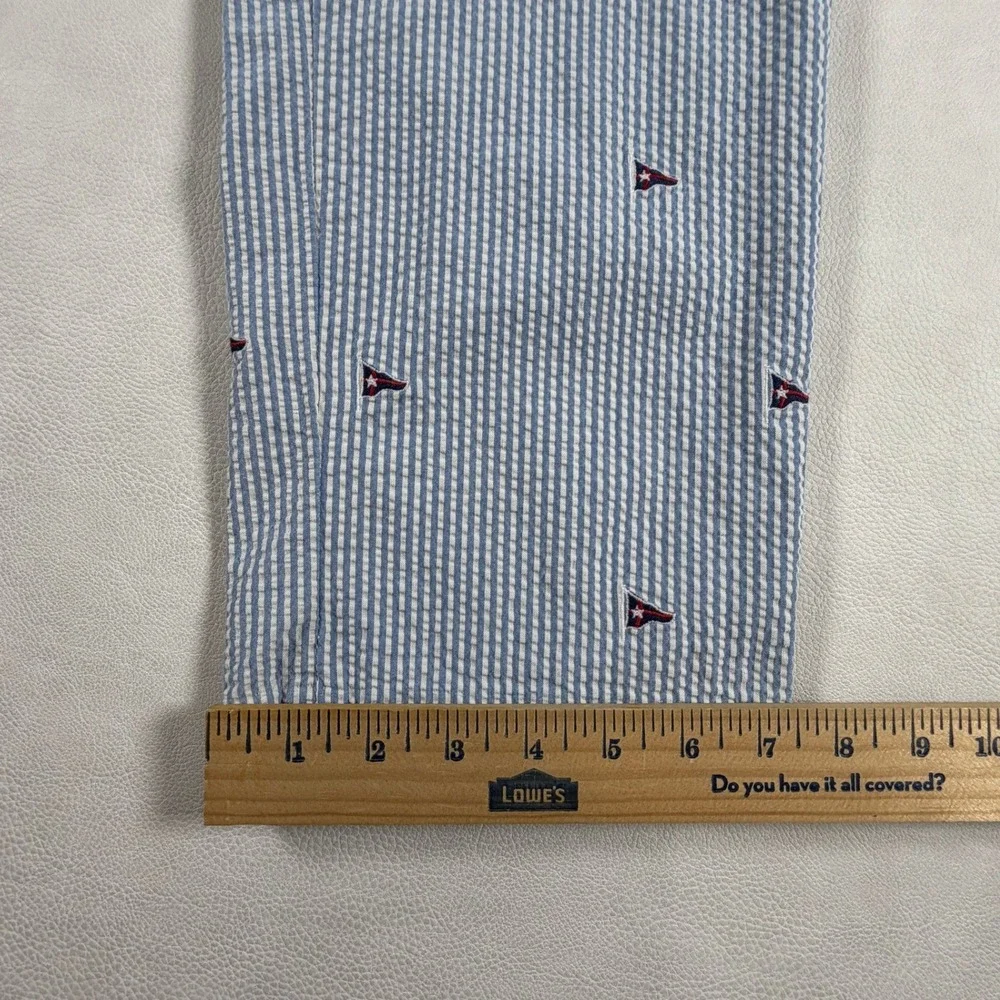 Polo Ralph Lauren Mens 32x30 Seersucker Striped Nautical Pennant Flag Pants Blue